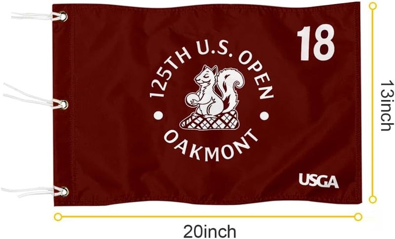 2BUT 2025 US Open Flag Oakmont Golf Pin USGA Flag Practic Putting Green Golf Flag For Backyard Garden Double-Sewn 600D Nylon Miniature Pin Flag (Red 20"x13" Grommet) - Image 2